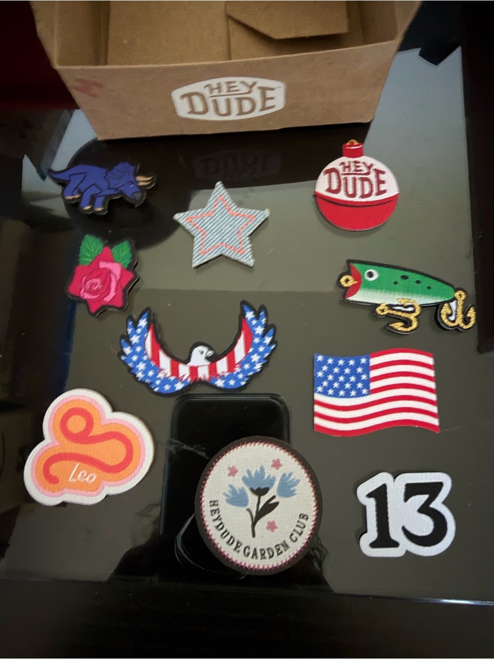 Hey Dude Multicolor Embroidered Patch Set - Red, Blue, Green, White, Pink, Black